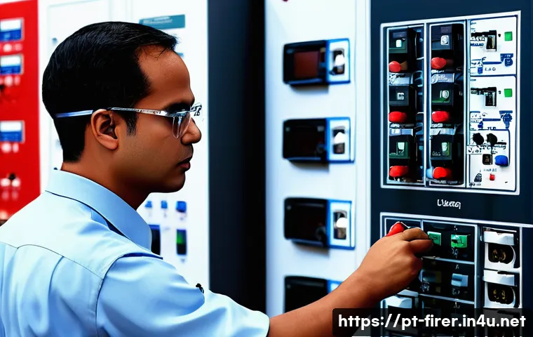 소방설비기사 시험에서 합격률 높은 과목 - A detailed technical illustration of a fire alarm detection system panel in a modern commercial buil...